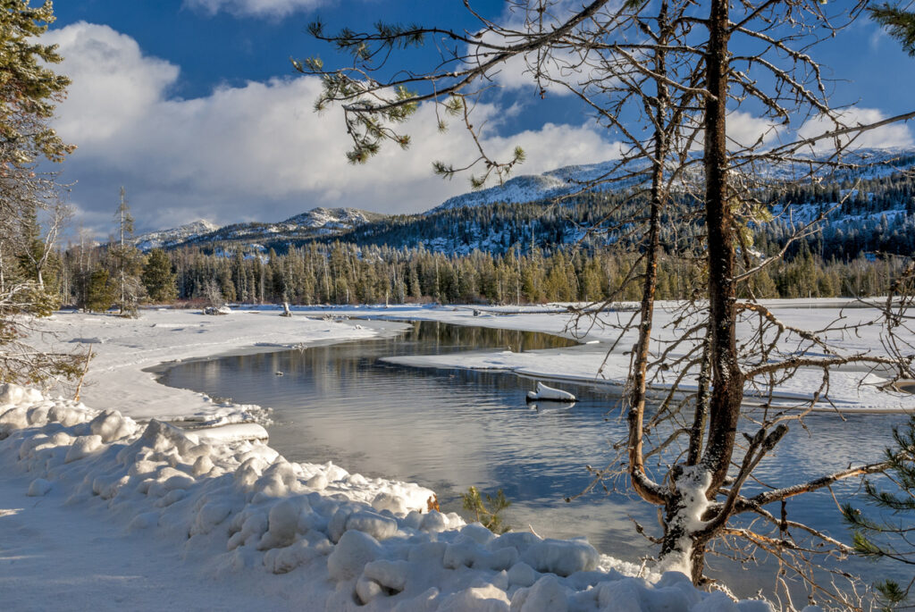 Winter along the banks of the Payette river in Idaho