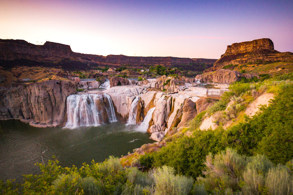 Panoramic view of the Niagara of the West. Shoshone Falls, Idaho, USA