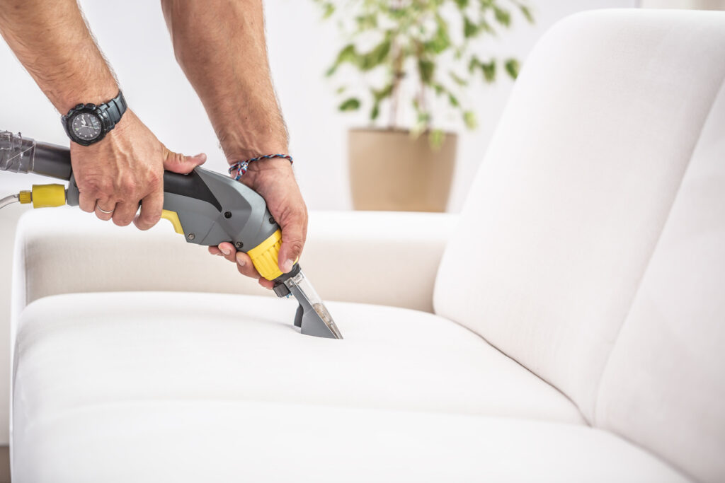 Chemical sofa depth cleaning by a professional.