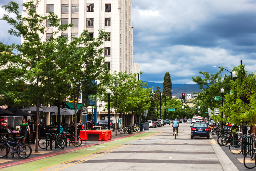 Boise, Idaho, USA - Easy traffic on the streets of Boise downtown.
