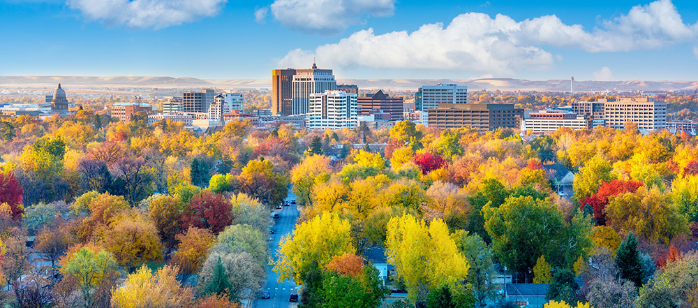 Skyline of downtown Boise in the fall.